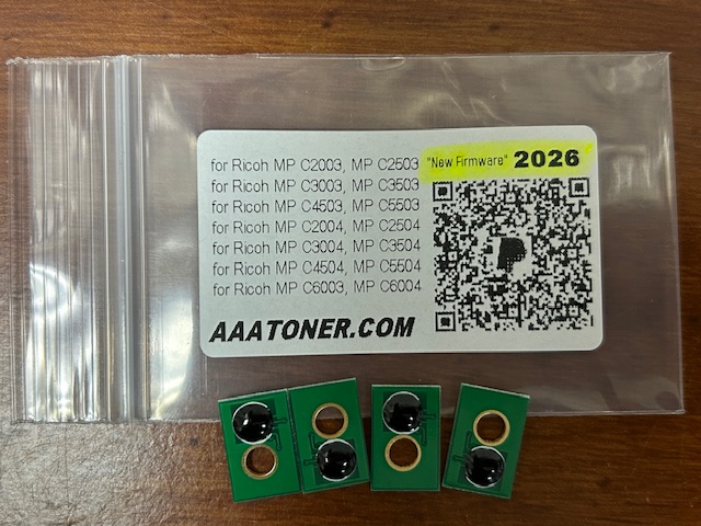 Toner Chips for Ricoh MP C2003, MP C2503, MP C3003, MP C3503, MP C4503, MP C5503, MP C2004, MP C2504, MP C3004, MP C3504, MP C4504, MP C5504, MP C6003, MP C6004, Ricoh MP C501SP, MP C501