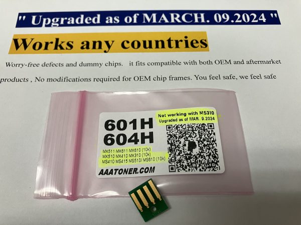 601H, 604H Toner Chip for Lexmark MX511, MX611, MX610, MX510, MX410, MX310, MS410, MS510, MS610 (10k)