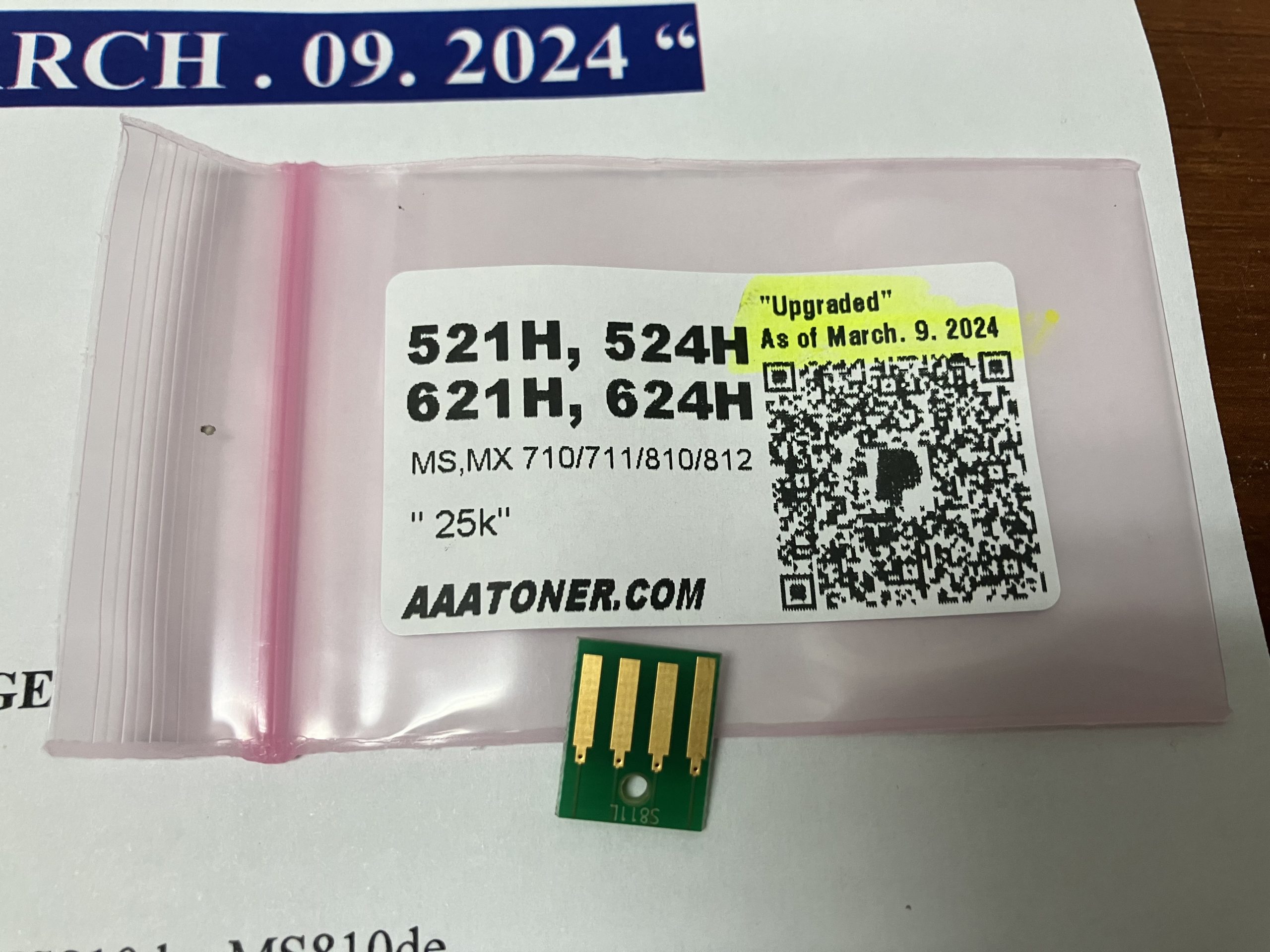521H, 524H, 621H, 624H Toner Chip for Lexmark MS710, MX710, MS711, MX711, MS810, MX810, MS811, MX811, MS812, MX812 (25k) - Image 3