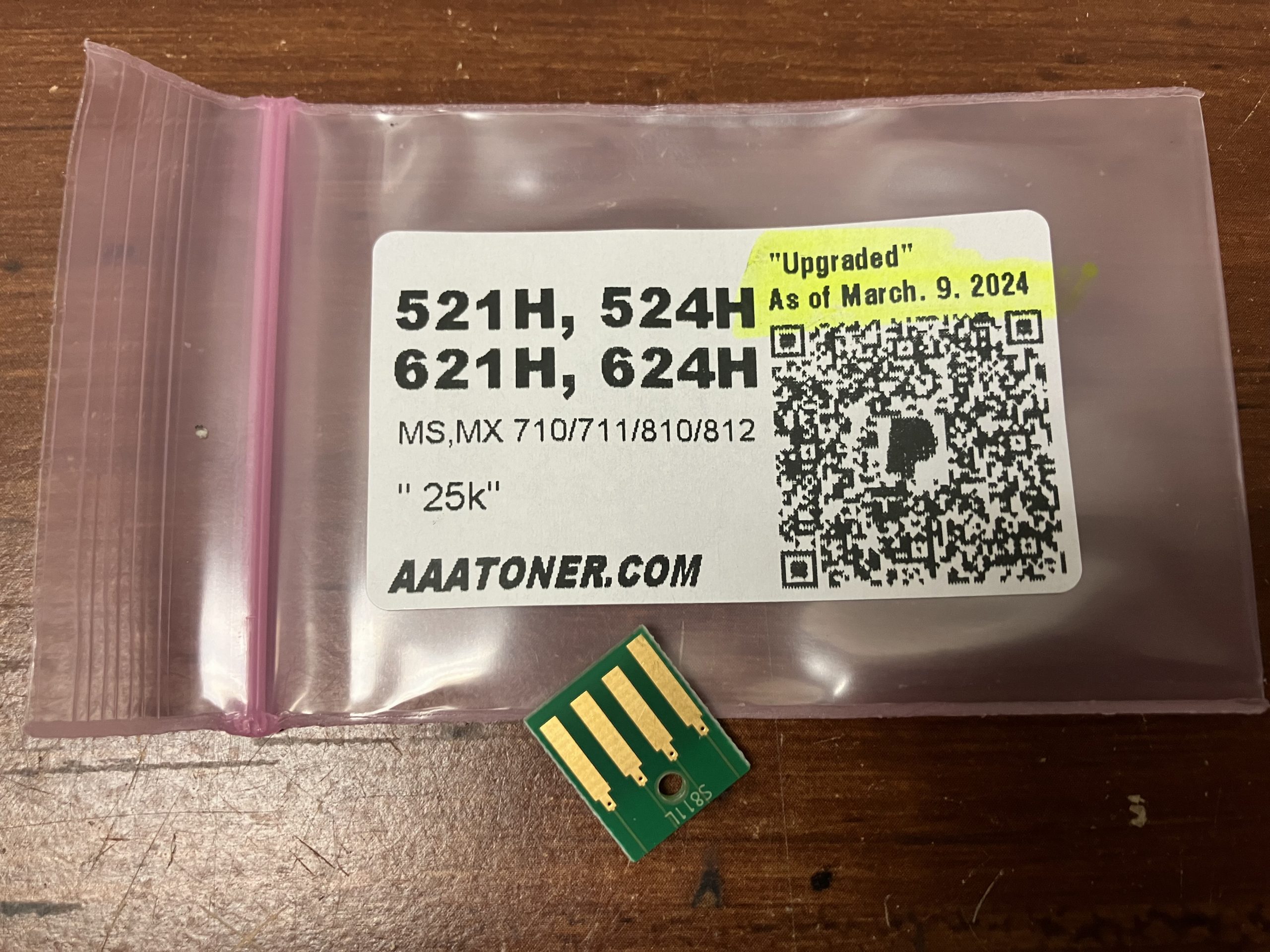 521H, 524H, 621H, 624H Toner Chip for Lexmark MS710, MX710, MS711, MX711, MS810, MX810, MS811, MX811, MS812, MX812 (25k)