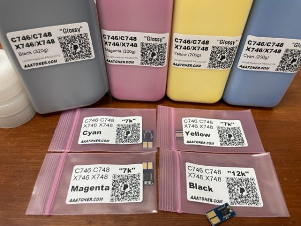 (320g/200g) 4 High Yield Toner Refill for Lexmark C746, C748, X746, X748 + 4 Chip - Image 2