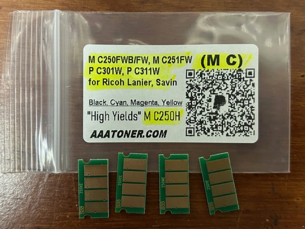 Toner Chips for Ricoh M C250H, M C250FWB, M C251FW, MC251FW, M C250FW, MC250FWB, MC250FW Color Laser Printer (MC)