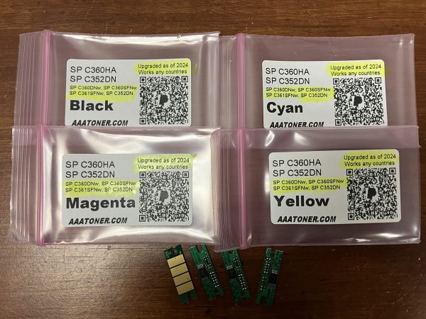 Toner Chip for Ricoh SP C360, SP C360DNw, C360SFNw, C361SFNw (SP C360HA), SP C352DN Color LED Printer (C352DN)