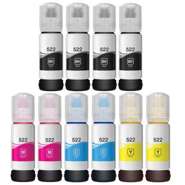 10pk - Compatible Epson EcoTank 502 , T502 Ink Cartridges (4 Blacks 2 Cyan, 2 Magenta, 2 Yellow)