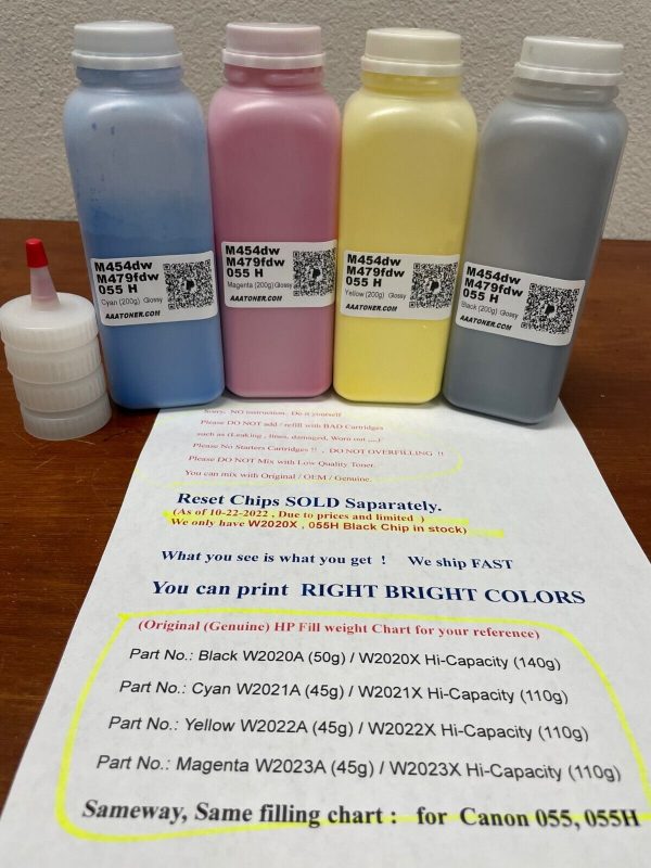 Toner Refill for HP Color LaserJet Pro M454 , M479, M455dn, M480f, Canon 055H, LBP664cdw, MF741cdw, MF743cdw, MF745cdw