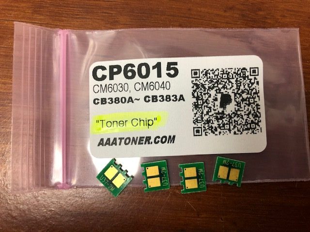 Toner Chips for HP CB380A, CB390A, CB381A, CB382A, CB383A, Color LaserJet CP6015, CM6030, CM6040 (823A, 824A, 825A)
