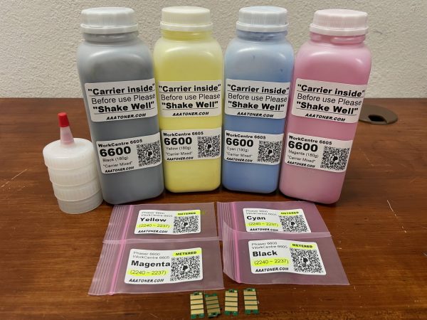 (180g x 4) Toner Refill for Xerox Phaser 6600, WorkCentre 6605 + 4 Chip (2240~2237) (METERED) !!!!
