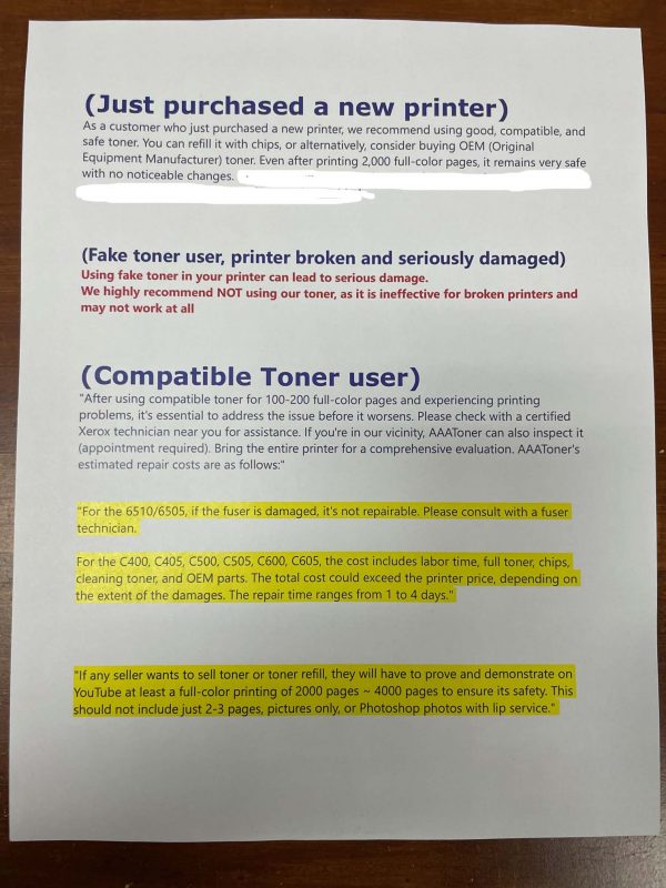 (250g x 4) EXTRA High Capacity Toner Refill for Xerox VersaLink C600 + 4 Chips (W. Europe only) - Image 4