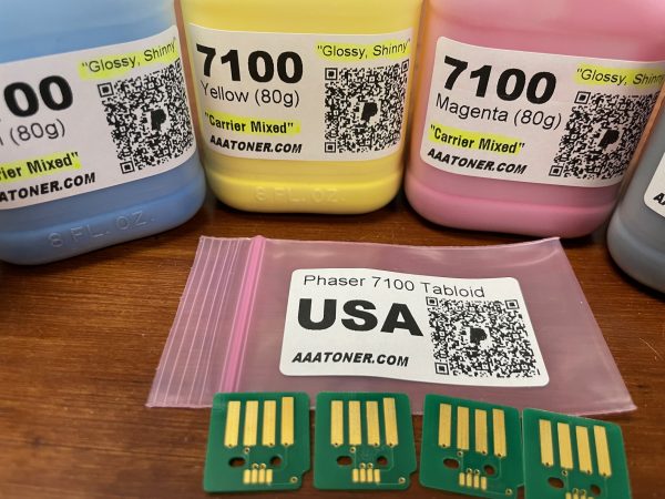 (80g x 4) Glossy Toner Refill for Xerox Phaser 7100, 7100N,  Tabloid, 7100DN + 4 Chips - Image 3