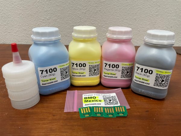 (80g x 4) Glossy Toner Refill for Xerox Phaser 7100, 7100N,  Tabloid, 7100DN + 4 Chips - Image 4