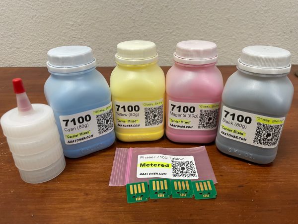 (80g x 4) Glossy Toner Refill for Xerox Phaser 7100, 7100N,  Tabloid, 7100DN + 4 Chips - Image 6