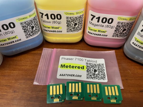 (80g x 4) Glossy Toner Refill for Xerox Phaser 7100, 7100N,  Tabloid, 7100DN + 4 Chips - Image 7