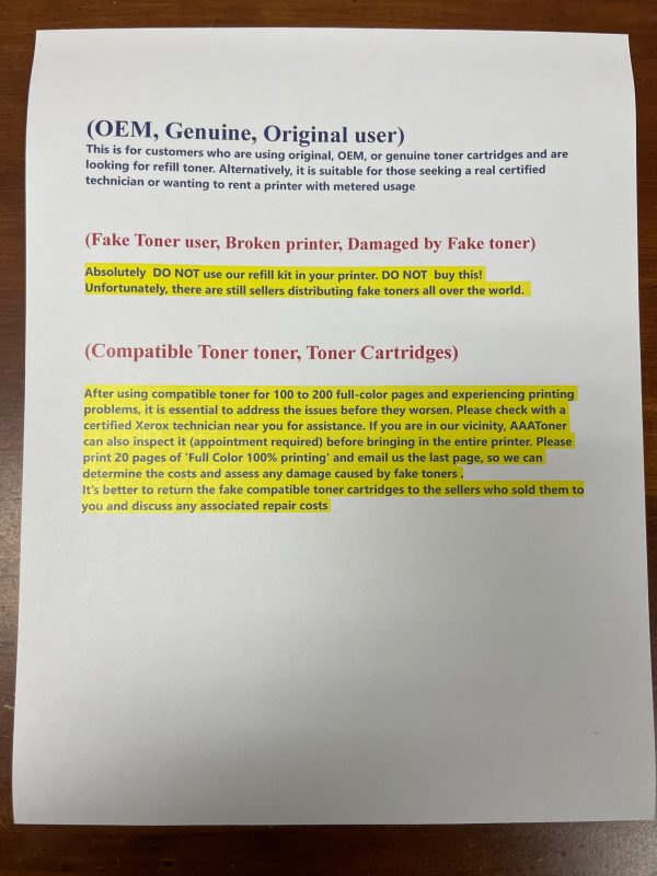 (180g x 4) Toner Refill for Xerox Phaser 6600, WorkCentre 6605 + 4 Chip (2240~2237) (METERED) !!!! - Image 4