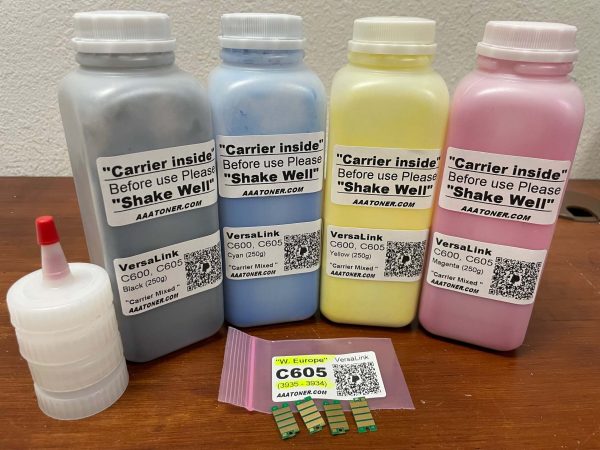 (250g x 4) EXTRA High Capacity Toner Refill for Xerox VersaLink C605 + 4 Chips (W. Europe only)