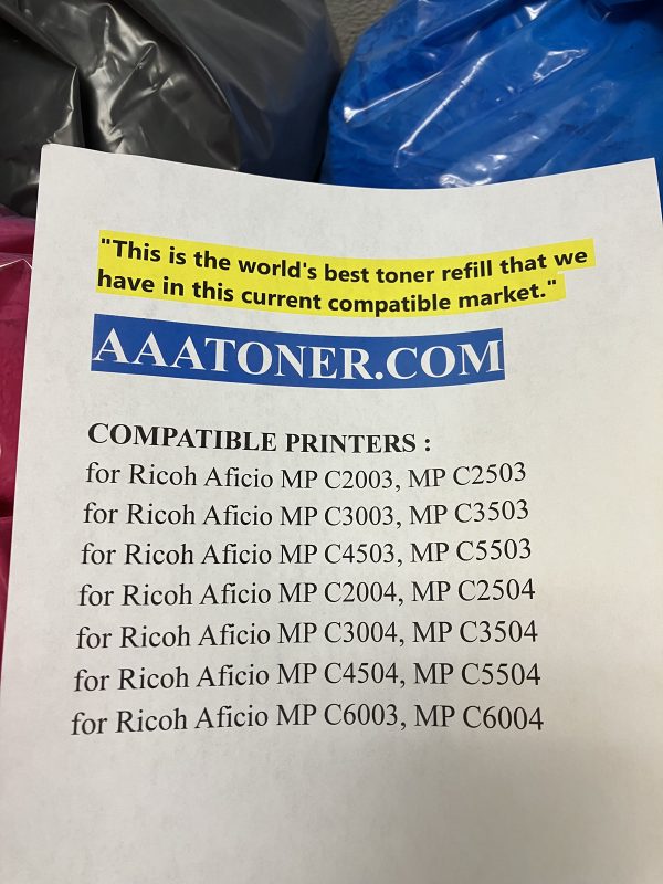 BULK Toner Refill for Ricoh MP C2003, MP C2503, MP C3003, MP C3503, MP C4503, MP C5503, MP C2004, MP C2504, MP C3004, MP C3504, MP C4504, MP C5504, MP C6003, MP C6004 - Image 3