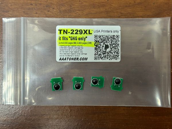 Toner Chip for Brother TN-229XL, TN229XL, TN229, HL-L3220CDW, HL-L3280CDW, HL-L3295CDW, HL-L3300CDW, HL-L8245CDW, MFC-L3720CDW, MFC-L3780CDW, MFC-L8395CDW