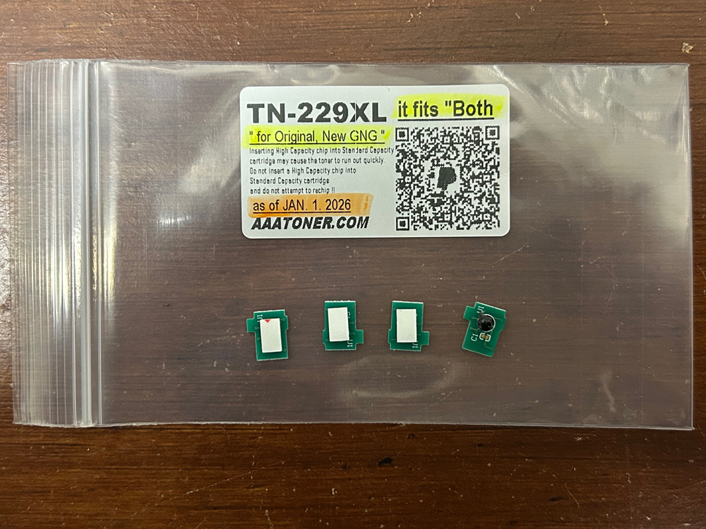 Toner Chip for Brother TN-229XL, TN229XL, TN229, HL-L3220CDW, HL-L3280CDW, HL-L3295CDW, HL-L3300CDW, HL-L8245CDW, MFC-L3720CDW, MFC-L3780CDW, MFC-L8395CDW