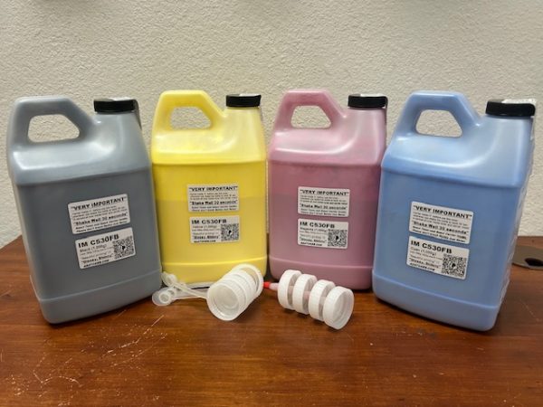 ' Glossy" Toner Refill and Chips for Ricoh IM C530FB Color LED Multifunction Printer